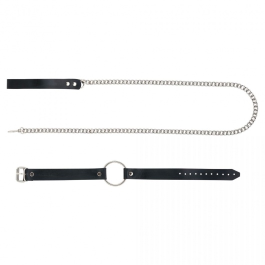 Черный поводок и чокер с кольцом Rada - Rebelts - купить с доставкой в Камышине