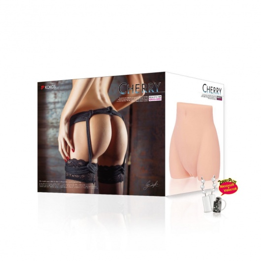 Мастурбатор-полуторс Cherry с вибрацией и двумя любовными тоннелями - KOKOS - в Камышине купить с доставкой