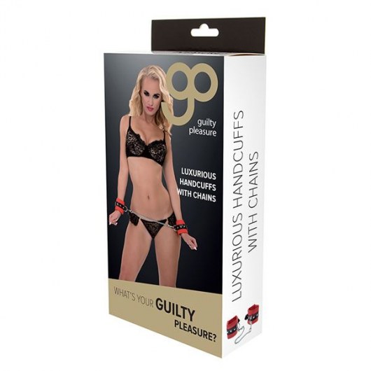 Красно-чёрные наручники на металлической цепочке - Blush Novelties - купить с доставкой в Камышине