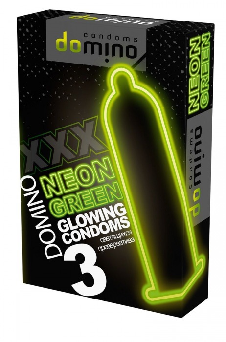 Презервативы DOMINO Neon Green со светящимся в темноте кончиком - 3 шт. - Domino - купить с доставкой в Камышине