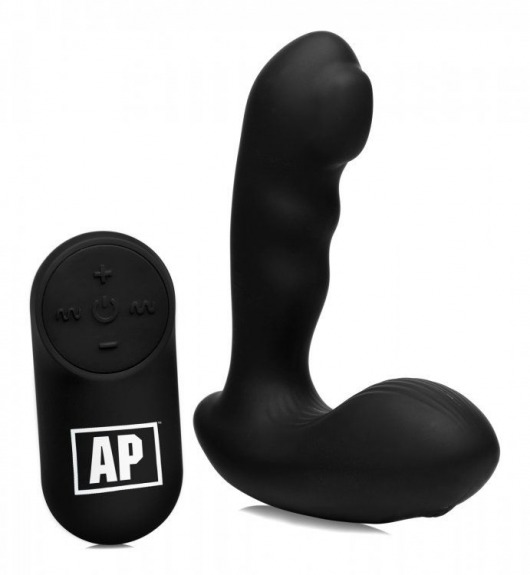 Черный стимулятор простаты Alpha-Pro 7X P-Milker Silicone Prostate Stimulator with Milking Bead - XR Brands - в Камышине купить с доставкой