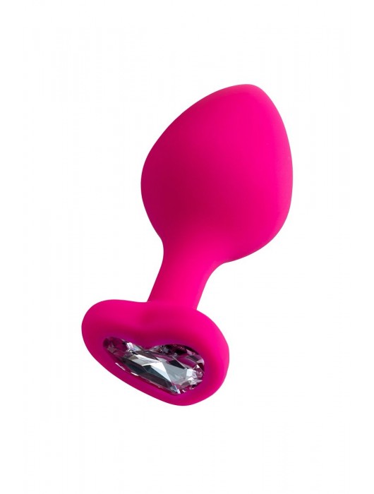 Розовая анальная втулка Diamond Heart с прозрачным кристаллом - 8 см. - ToyFa - купить с доставкой в Камышине