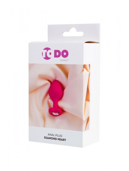 Розовая анальная втулка Diamond Heart с прозрачным кристаллом - 8 см. - ToyFa - купить с доставкой в Камышине