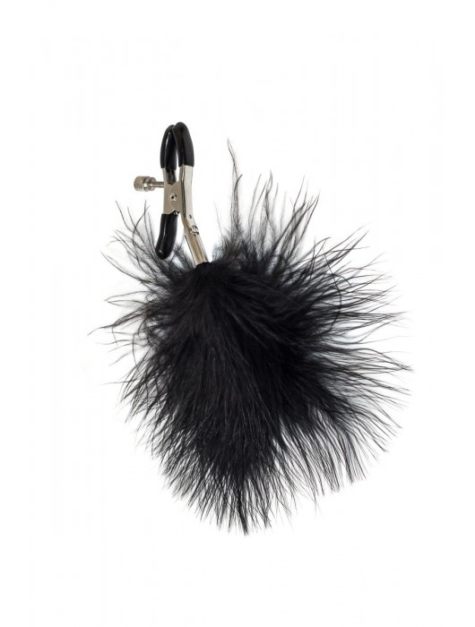 Зажимы на соски с черным пухом Euphoric - Lola Games - купить с доставкой в Камышине