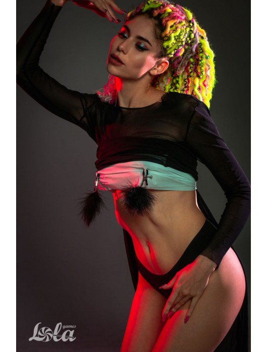 Зажимы на соски с черным пухом Euphoric - Lola Games - купить с доставкой в Камышине