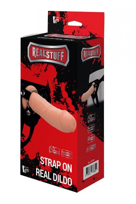 Черные трусики с телесной насадкой STRAP ON REAL DILDO - 21 см. - Dream Toys - купить с доставкой в Камышине