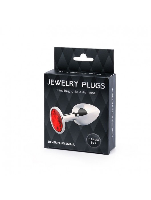 Серебристая анальная пробка с красным стразом - 7,2 см. - Anal Jewelry Plug - купить с доставкой в Камышине