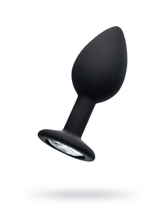 Черная анальная втулка с прозрачным стразом - 7,2 см. - POPO Pleasure - купить с доставкой в Камышине