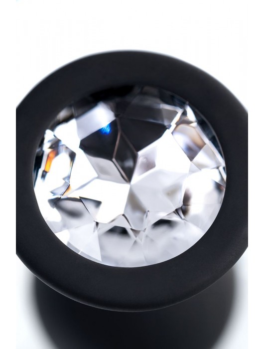 Черная анальная втулка с прозрачным стразом - 7,2 см. - POPO Pleasure - купить с доставкой в Камышине