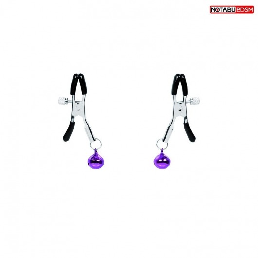 Оригинальные зажимы на соски с фиолетовыми шариками - Notabu - купить с доставкой в Камышине