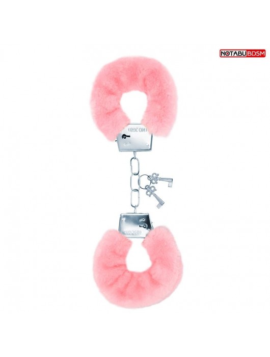 Металлические наручники с мягкой нежно-розовой опушкой - Notabu - купить с доставкой в Камышине