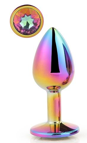 Голографическая анальная втулка с радужным кристаллом - 7,1 см. - Dream Toys - купить с доставкой в Камышине