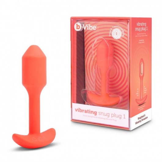 Оранжевая вибропробка для ношения B-vibe Snug Plug 1 - 10 см. - b-Vibe