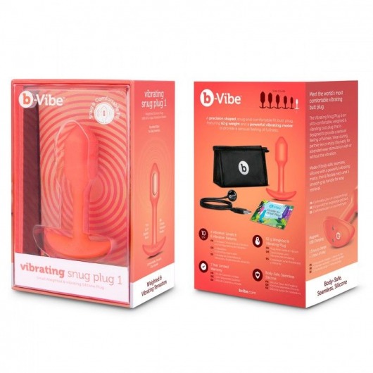 Оранжевая вибропробка для ношения B-vibe Snug Plug 1 - 10 см. - b-Vibe