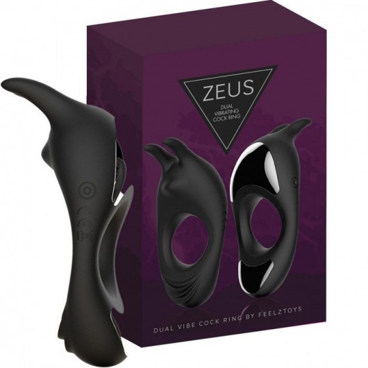 Черное эрекционное кольцо с двумя моторами Zeus Dual Vibe Cock Ring - FeelzToys - в Камышине купить с доставкой