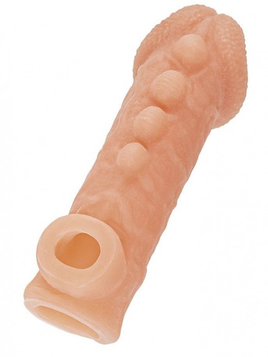 Телесная закрытая насадка с шишечками Cock Sleeve Size S - 13,8 см. - KOKOS - в Камышине купить с доставкой