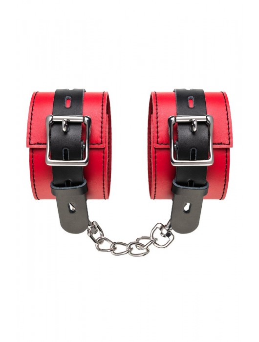 Красно-черные оковы на ноги из кожи - ToyFa - купить с доставкой в Камышине