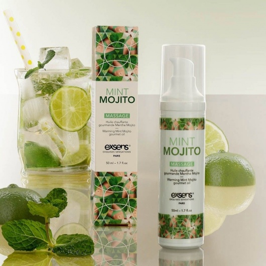 Разогревающее массажное масло с ароматом мохито Gourmet Mint Mojito - 50 мл. - Exsens - купить с доставкой в Камышине