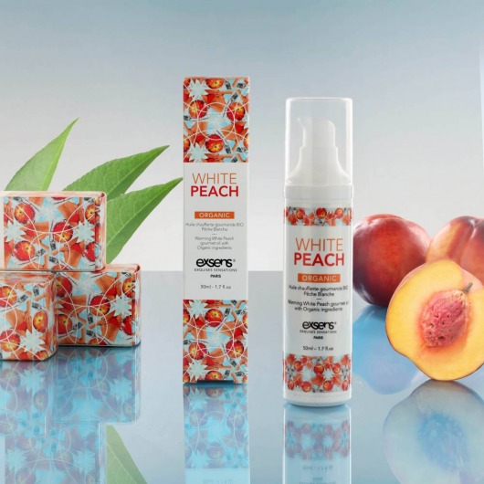 Разогревающее массажное масло Gourmet White Peach Organic с органическими ингредиентами - 50 мл. - Exsens - купить с доставкой в Камышине