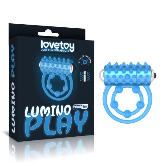 Голубое, светящееся в темноте виброкольцо Lumino Play Vibrating Penis Ring - Lovetoy - в Камышине купить с доставкой