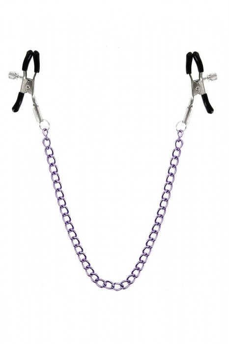 Зажимы для сосков с фиолетовой цепочкой Sweet Caress Nipple Chain - Sweet Caress - купить с доставкой в Камышине