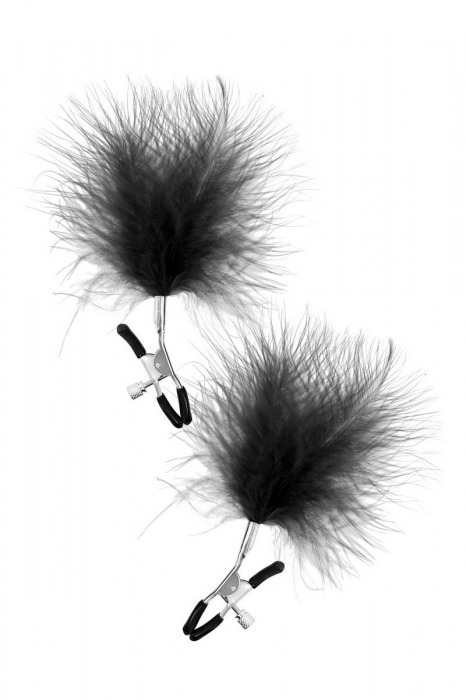 Зажимы на соски с черными пуховыми кисточками Sweet Caress Feather Nipple Clumps - Sweet Caress - купить с доставкой в Камышине