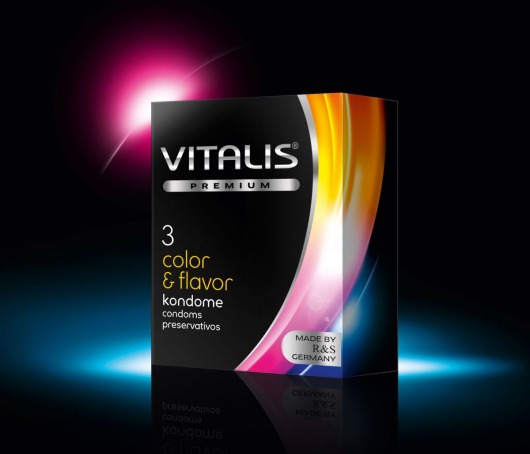 Цветные ароматизированные презервативы VITALIS PREMIUM color   flavor - 3 шт. - Vitalis - купить с доставкой в Камышине