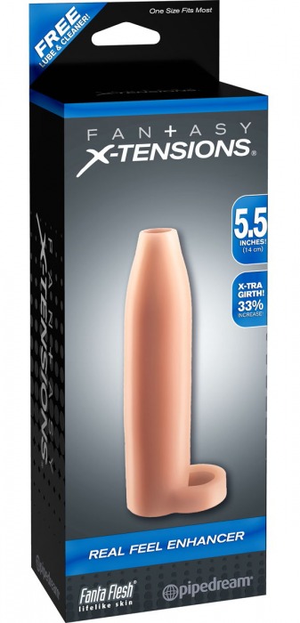 Насадка-расширитель с кольцом для подхвата мошонки Real Feel Enhancer - 14 см. - Pipedream - в Камышине купить с доставкой