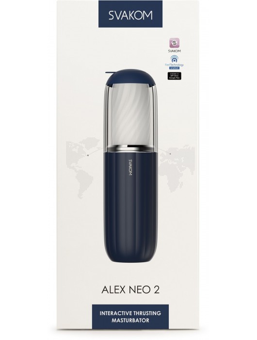Черно-белый интерактивный мастурбатор Alex Neo 2 - Svakom - в Камышине купить с доставкой