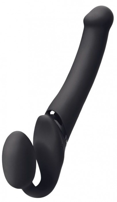 Черный безремневой вибрострапон Silicone Bendable Strap-On - size XL - Strap-on-me - купить с доставкой в Камышине