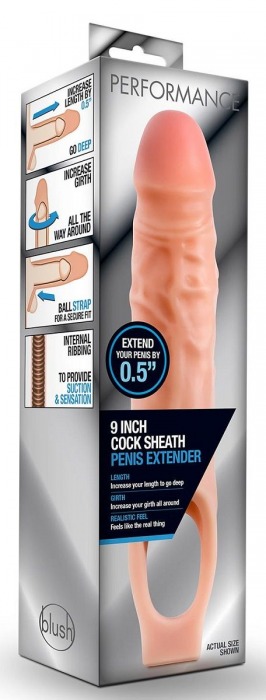 Телесная насадка на пенис 9 Inch Cock Sheath Extender - 22,2 см. - Blush Novelties - в Камышине купить с доставкой