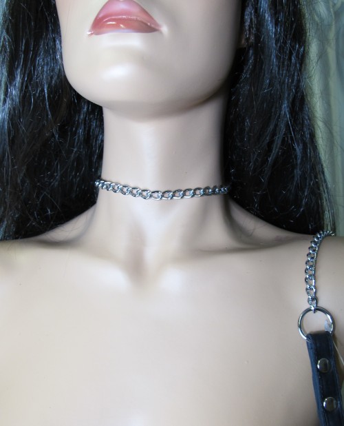 Металлический поводок с кожаной петлёй - БДСМ Арсенал - купить с доставкой в Камышине