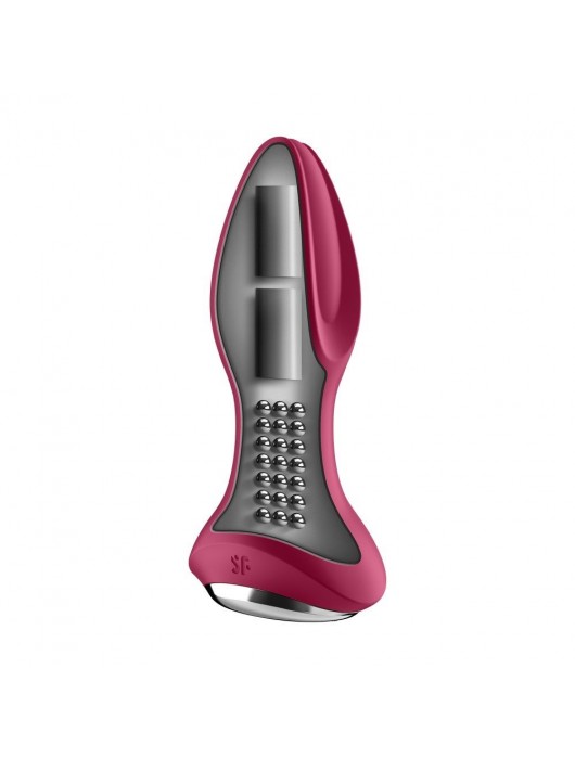 Малиновая вибропробка с вращением бусин Rotator Plug 2+ - 12,8 см. - Satisfyer