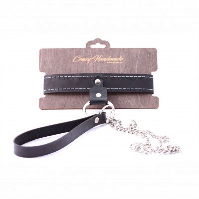 Узкий однослойный ошейник с поводком - Crazy Handmade - купить с доставкой в Камышине