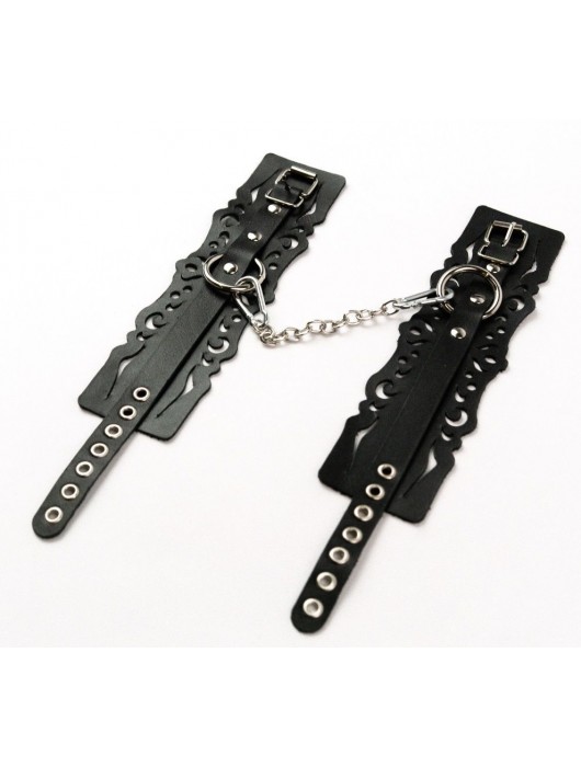 Узорчатые кожаные оковы с регулируемыми ремешками - Crazy Handmade - купить с доставкой в Камышине