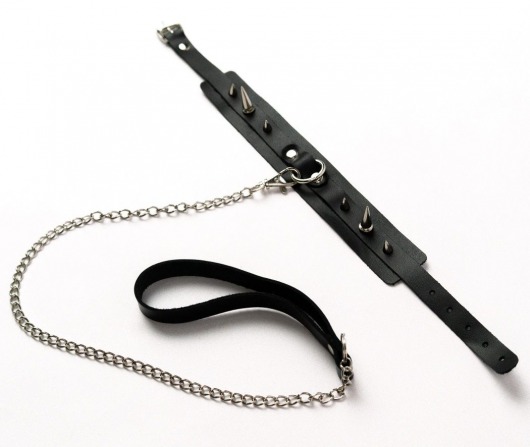 Черный ошейник с шипами и поводком - Crazy Handmade - купить с доставкой в Камышине