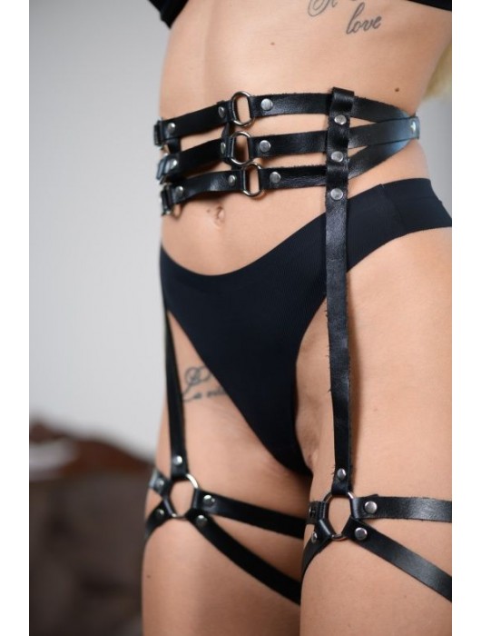 Кожаные гартеры на поясе Esteria - БДСМ Арсенал - купить с доставкой в Камышине