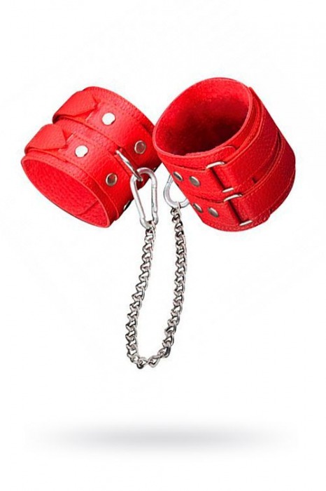 Кожаные красные оковы с цепочкой - Sitabella - купить с доставкой в Камышине