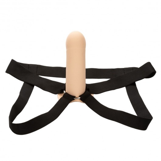 Телесный фаллопротез из силикона Extension with Harness - 15,75 см. - California Exotic Novelties - купить с доставкой в Камышине