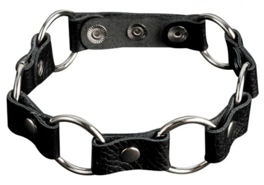 Кожаный черный ошейник с кольцами - Sitabella - купить с доставкой в Камышине