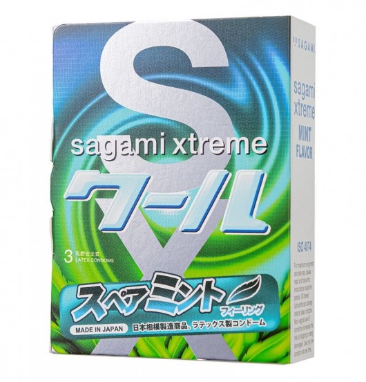 Презервативы Sagami Xtreme Mint с ароматом мяты - 3 шт. - Sagami - купить с доставкой в Камышине