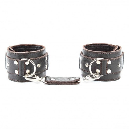 Коричневые кожаные наручники - БДСМ Арсенал - купить с доставкой в Камышине