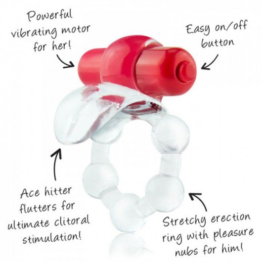 Виброкольцо с язычком и красным виброэлементом Overtime - Screaming O - в Камышине купить с доставкой