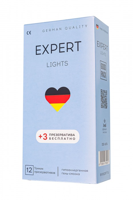 Ультратонкие презервативы EXPERT Lights - 12 шт.(+3 в подарок) - Expert - купить с доставкой в Камышине