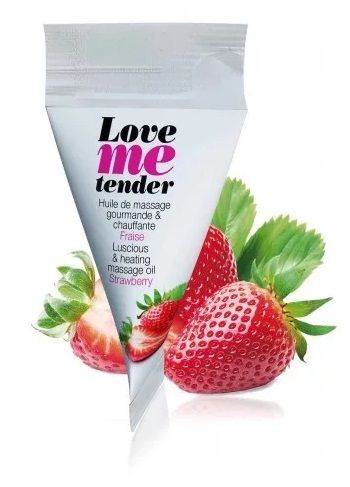 Съедобное согревающее массажное масло Love Me Tender Strawberry с ароматом клубники - 10 мл. - Love to Love - купить с доставкой в Камышине