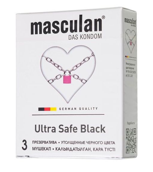 Ультрапрочные презервативы Masculan Ultra Safe Black - 3 шт. - Masculan - купить с доставкой в Камышине