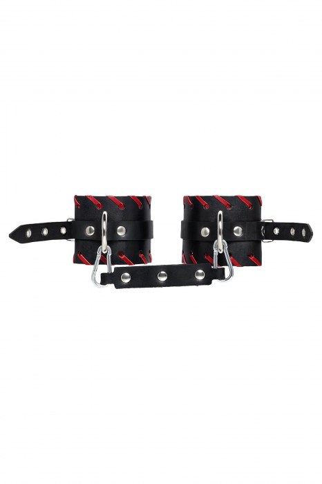 Черно-красные оковы из натуральной кожи - Pecado - купить с доставкой в Камышине