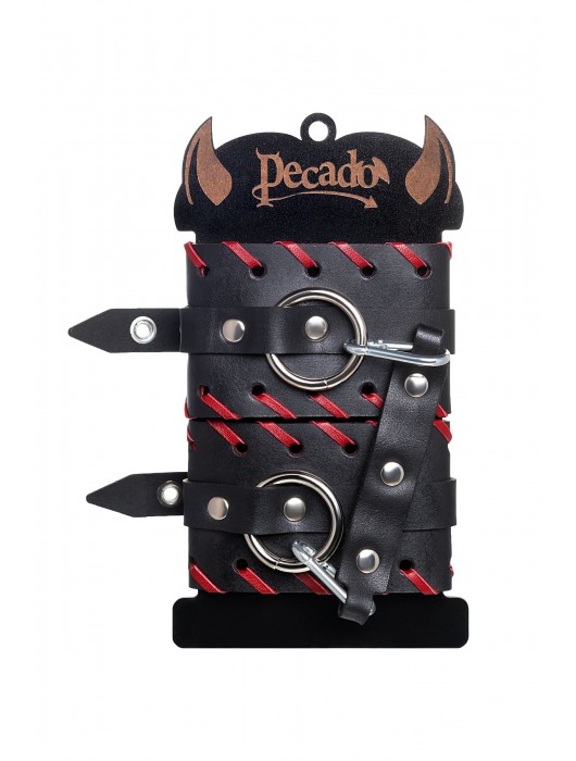 Черно-красные оковы из натуральной кожи - Pecado - купить с доставкой в Камышине