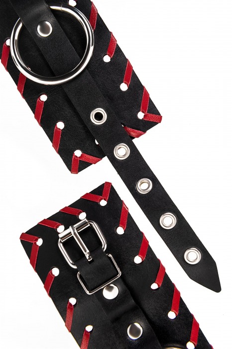 Черно-красные оковы из натуральной кожи - Pecado - купить с доставкой в Камышине