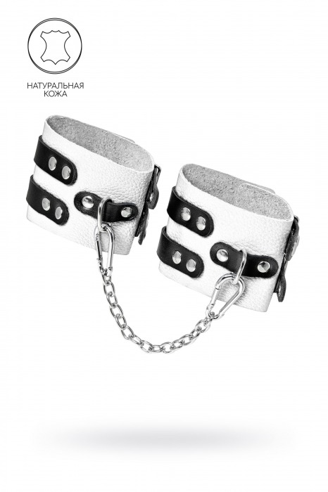 Бело-черные оковы с двумя ремешками и люверсами - Pecado - купить с доставкой в Камышине